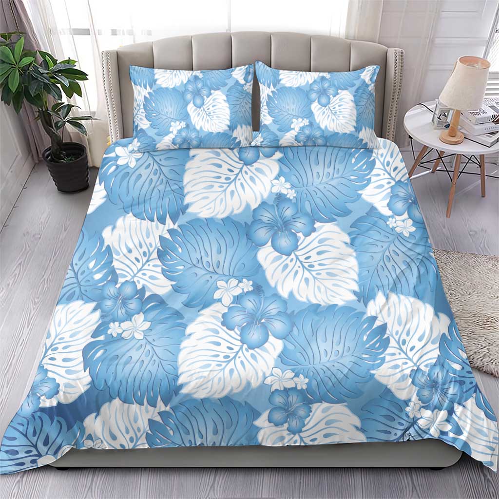 Blue Aloha Hawaii Bedding Set Monstera Hibiscus Plumeria Seamless Vibes LT14 - Polynesian Pride