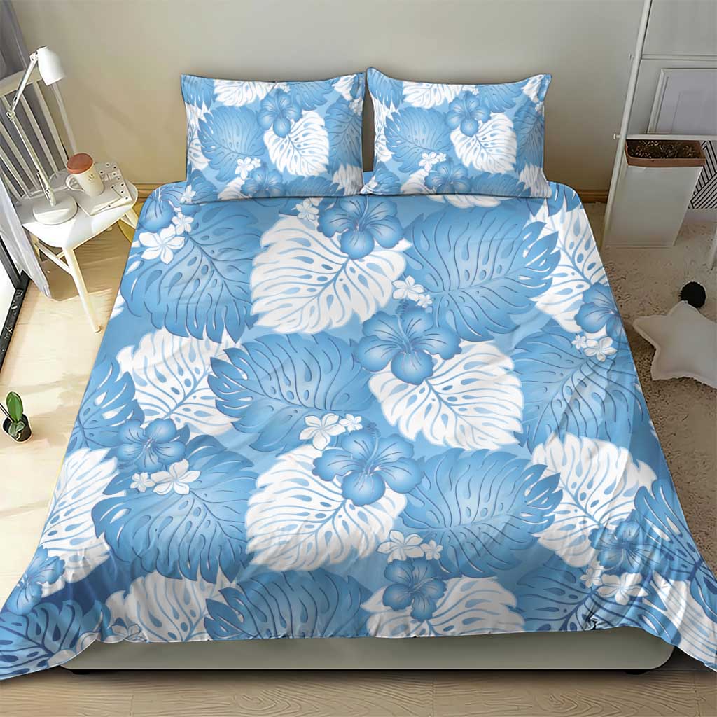 Blue Aloha Hawaii Bedding Set Monstera Hibiscus Plumeria Seamless Vibes LT14 - Polynesian Pride