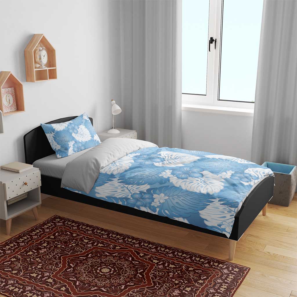 Blue Aloha Hawaii Bedding Set Monstera Hibiscus Plumeria Seamless Vibes LT14 - Polynesian Pride