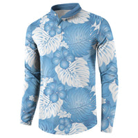 Blue Aloha Hawaii Button Sweatshirt Monstera Hibiscus Plumeria Seamless Vibes LT14 - Polynesian Pride