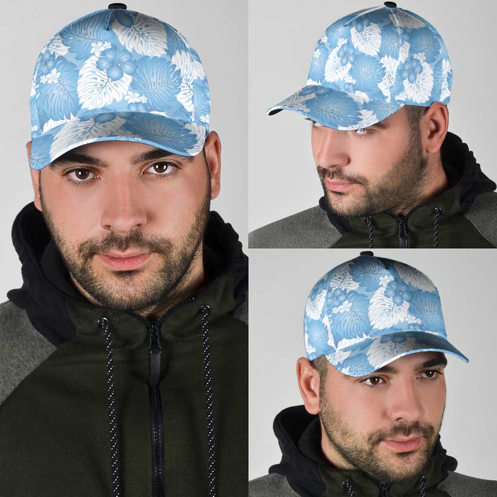 Blue Aloha Hawaii Classic Cap Monstera Hibiscus Plumeria Seamless Vibes LT14 - Polynesian Pride