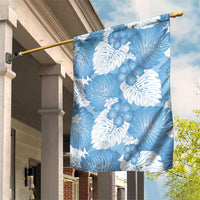 Blue Aloha Hawaii Garden Flag Monstera Hibiscus Plumeria Seamless Vibes LT14 House Flag Blue - Polynesian Pride
