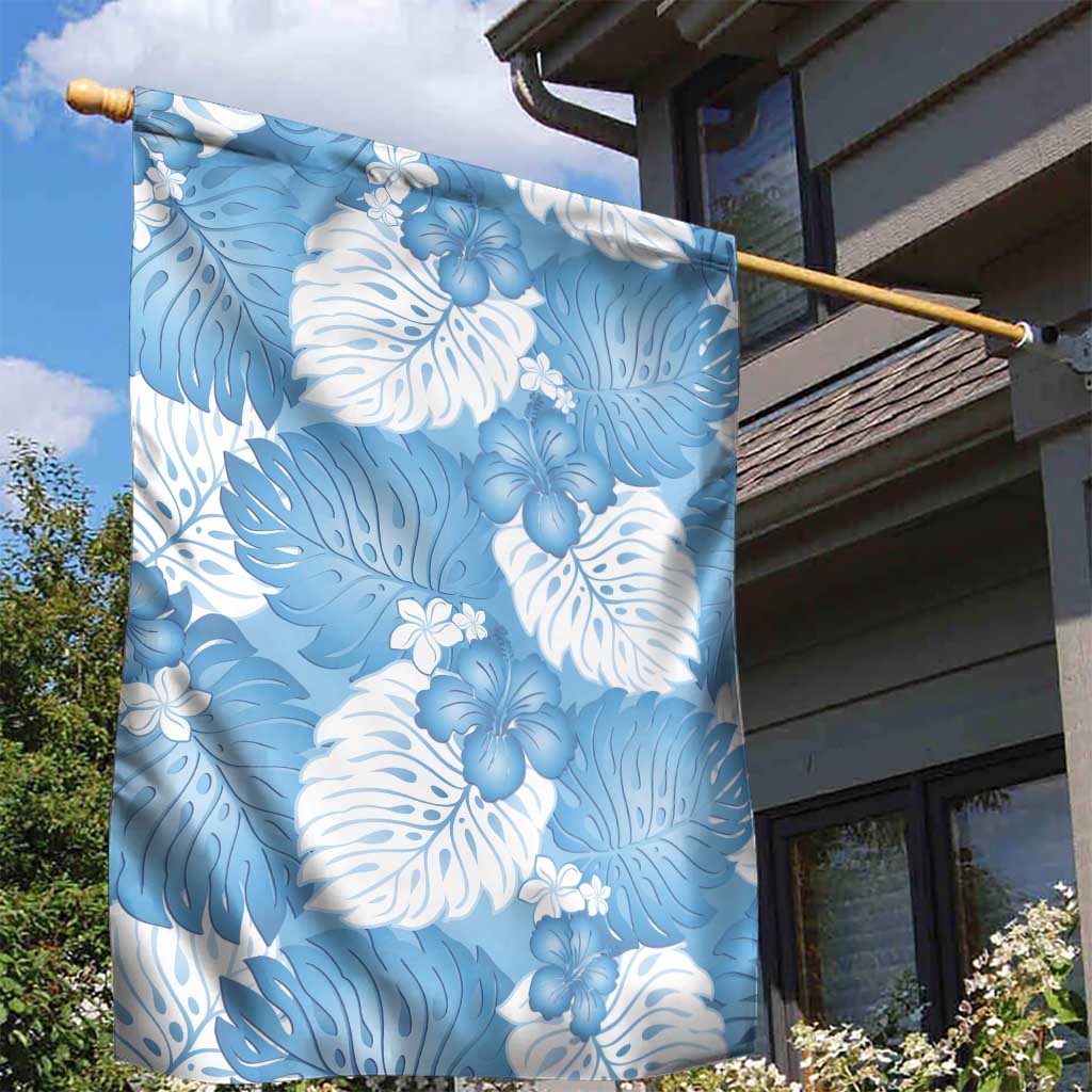 Blue Aloha Hawaii Garden Flag Monstera Hibiscus Plumeria Seamless Vibes LT14 - Polynesian Pride
