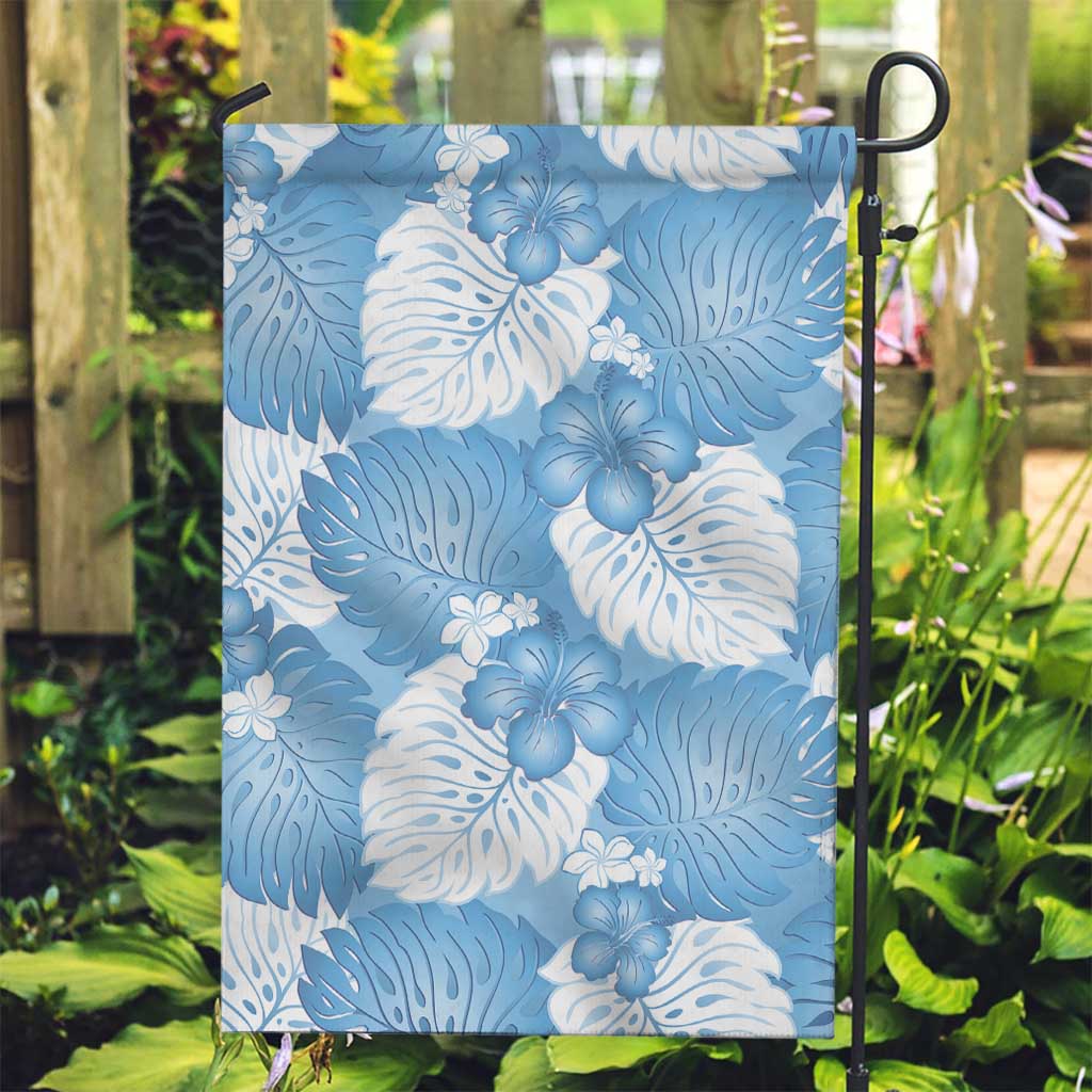 Blue Aloha Hawaii Garden Flag Monstera Hibiscus Plumeria Seamless Vibes LT14 Garden Flag Blue - Polynesian Pride