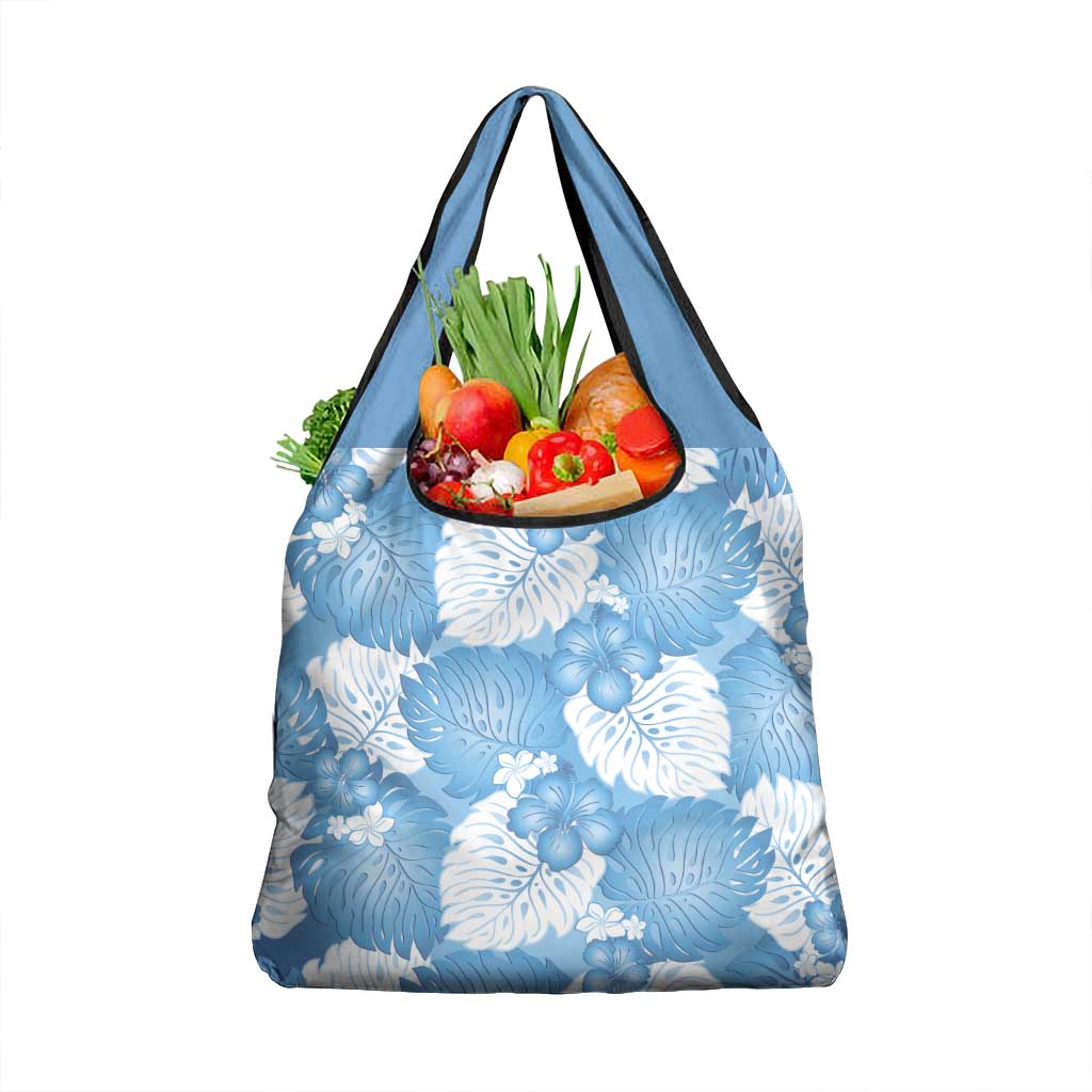 Blue Aloha Hawaii Grocery Bag Monstera Hibiscus Plumeria Seamless Vibes LT14 1-pack One Size Blue - Polynesian Pride