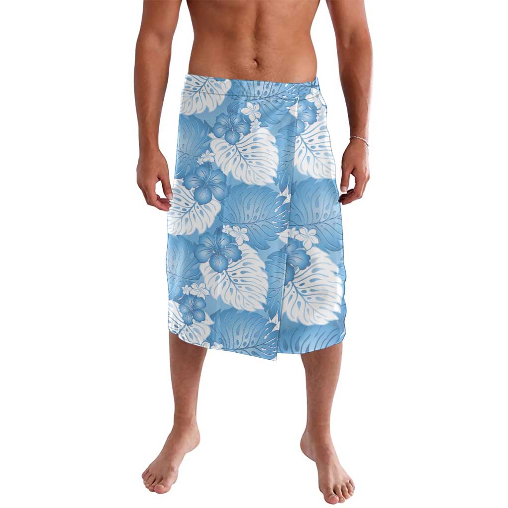 Blue Aloha Hawaii Lavalava Monstera Hibiscus Plumeria Seamless Vibes LT14 Blue - Polynesian Pride