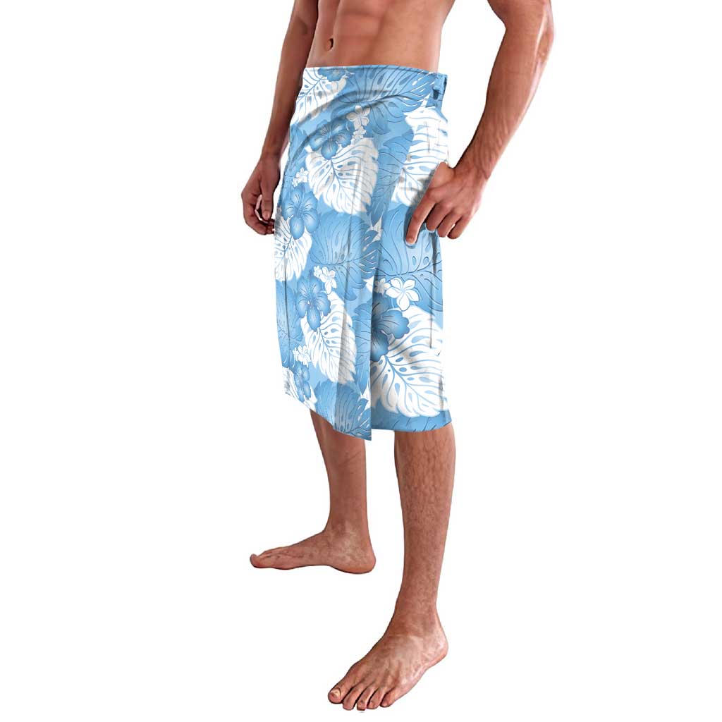 Blue Aloha Hawaii Lavalava Monstera Hibiscus Plumeria Seamless Vibes LT14 - Polynesian Pride