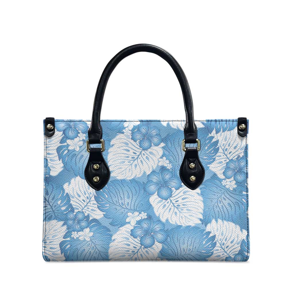 Blue Aloha Hawaii Leather Bag Monstera Hibiscus Plumeria Seamless Vibes LT14 - Polynesian Pride