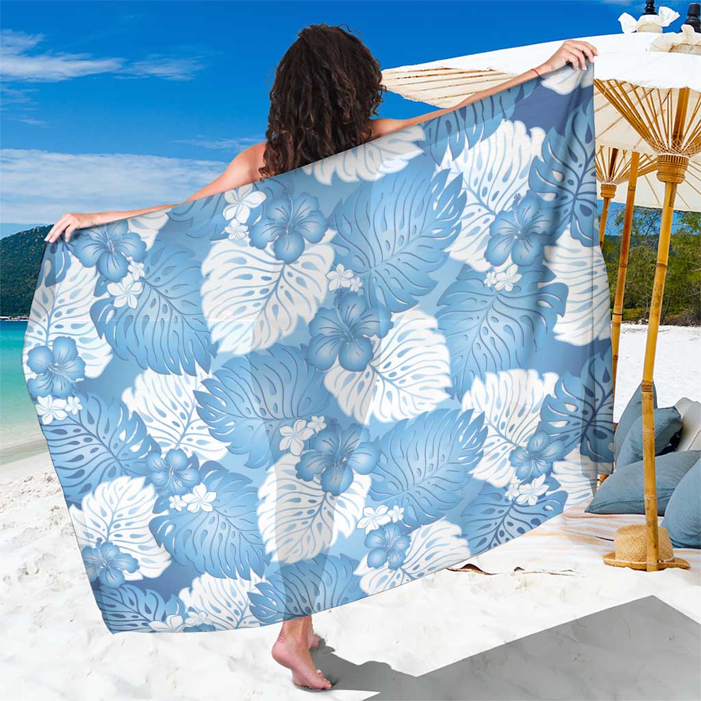 Blue Aloha Hawaii Sarong Monstera Hibiscus Plumeria Seamless Vibes LT14 One Size 44 x 66 inches Blue - Polynesian Pride