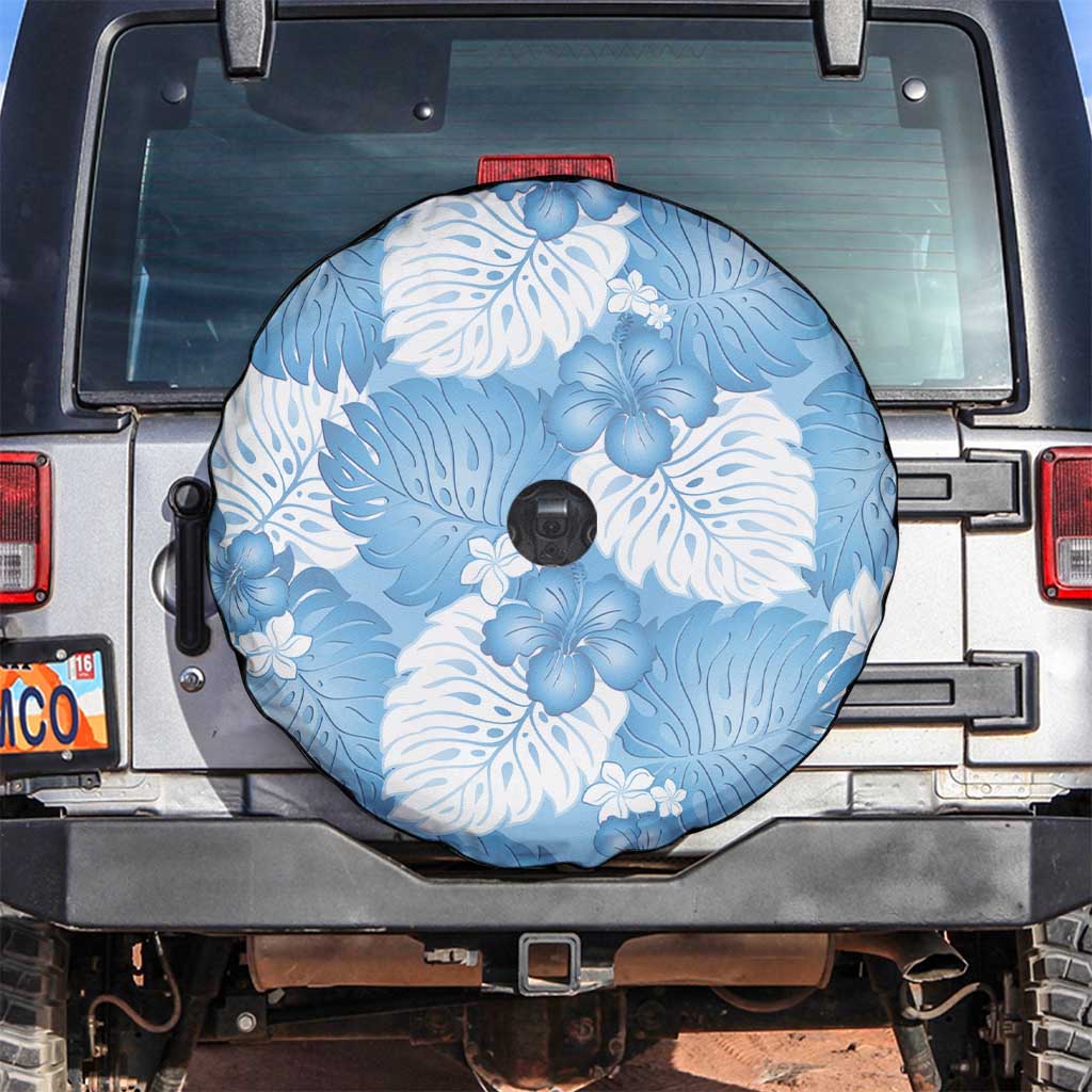 Blue Aloha Hawaii Spare Tire Cover Monstera Hibiscus Plumeria Seamless Vibes LT14 Blue - Polynesian Pride