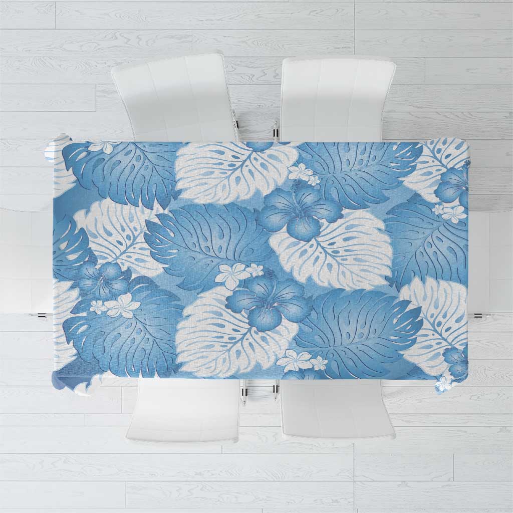 Blue Aloha Hawaii Tablecloth Monstera Hibiscus Plumeria Seamless Vibes LT14 Blue - Polynesian Pride