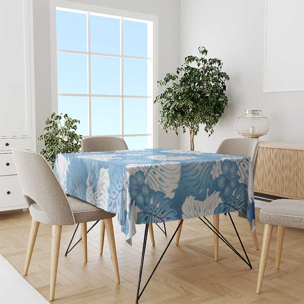 Blue Aloha Hawaii Tablecloth Monstera Hibiscus Plumeria Seamless Vibes LT14 - Polynesian Pride