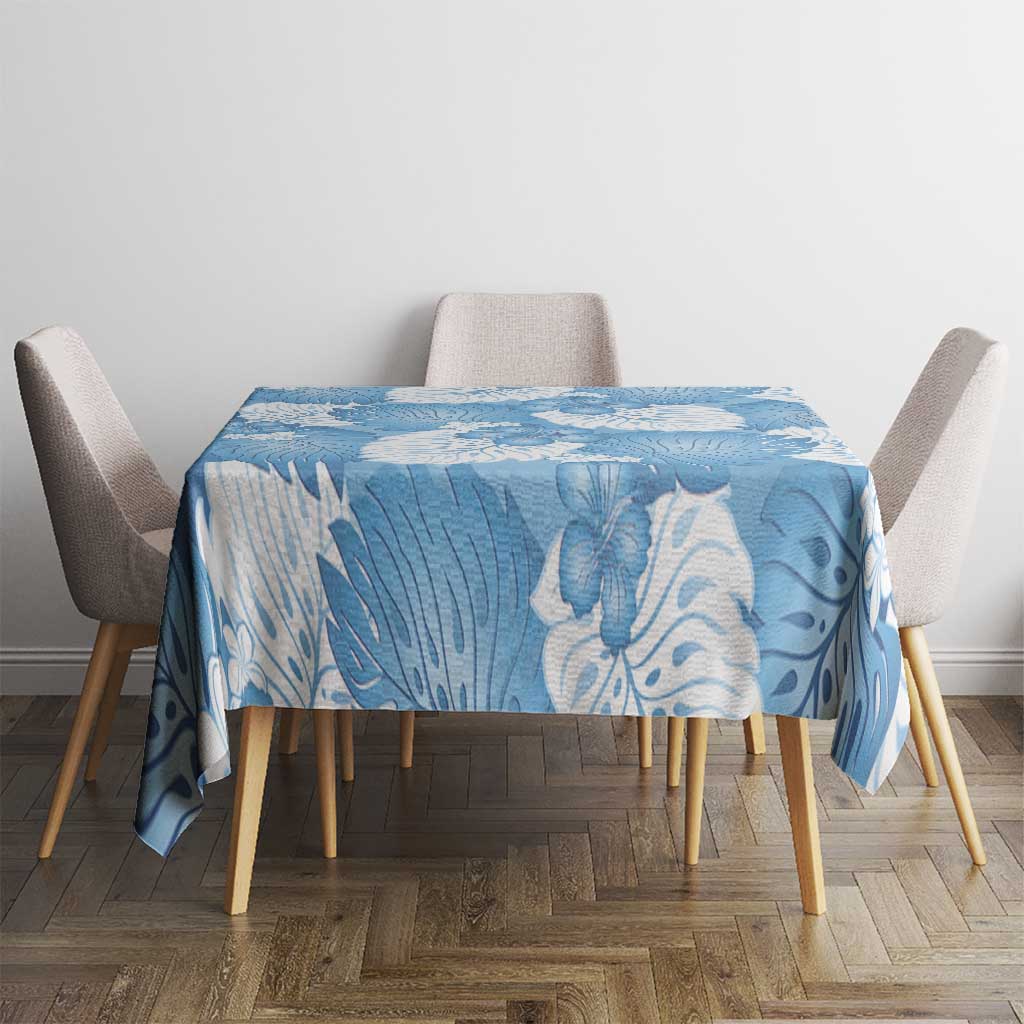 Blue Aloha Hawaii Tablecloth Monstera Hibiscus Plumeria Seamless Vibes LT14 - Polynesian Pride