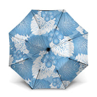 Blue Aloha Hawaii Umbrella Monstera Hibiscus Plumeria Seamless Vibes LT14 One Size Folded 11.42 inch Opened Diameter 37.4 inch Blue - Polynesian Pride
