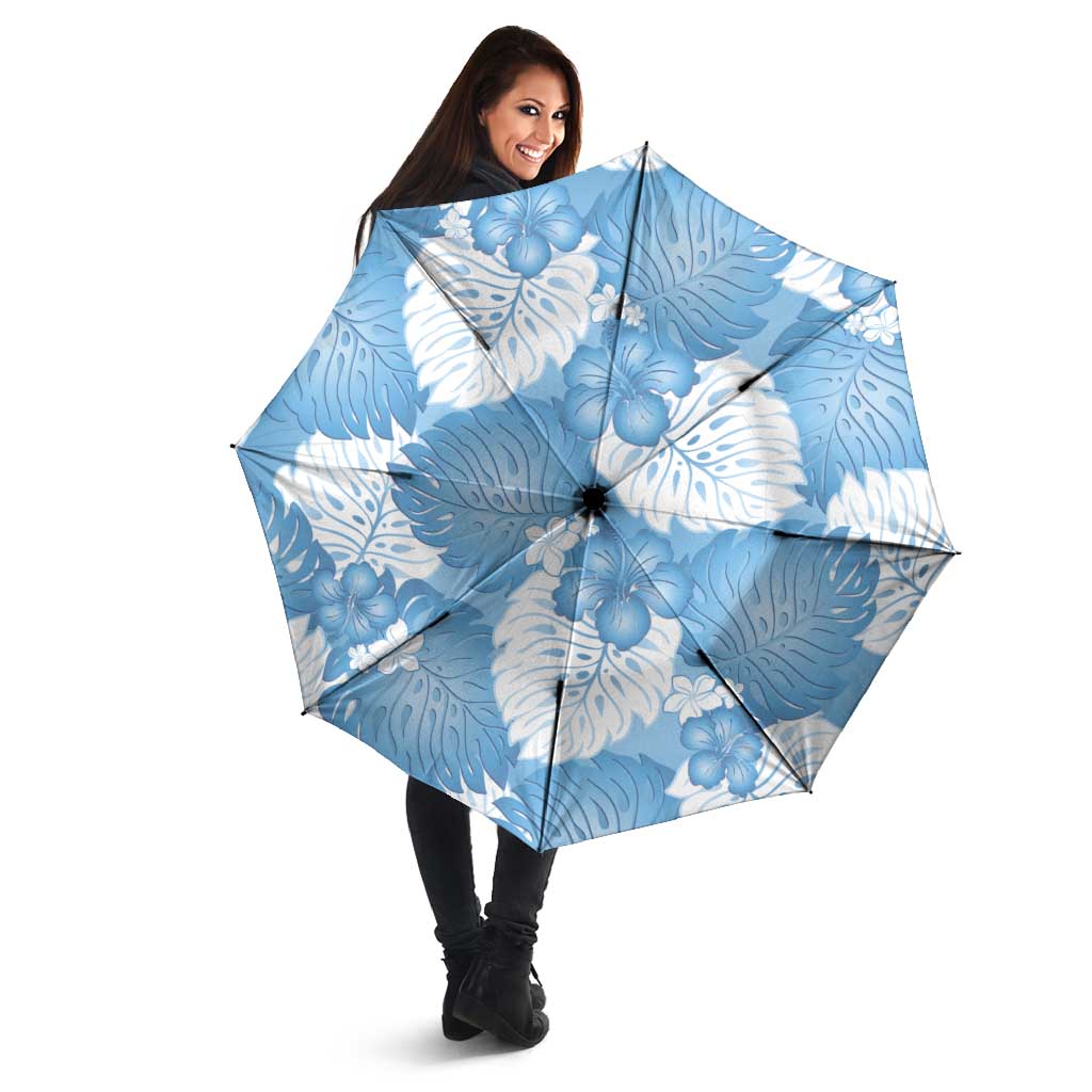 Blue Aloha Hawaii Umbrella Monstera Hibiscus Plumeria Seamless Vibes LT14 - Polynesian Pride