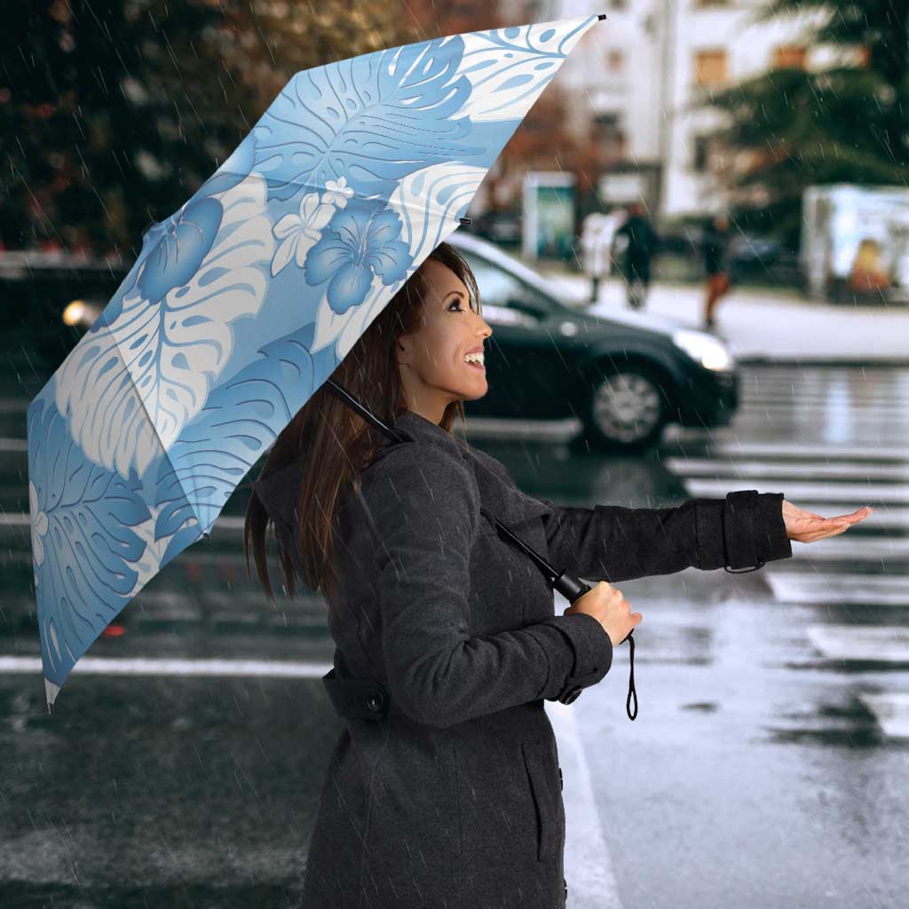 Blue Aloha Hawaii Umbrella Monstera Hibiscus Plumeria Seamless Vibes LT14 - Polynesian Pride