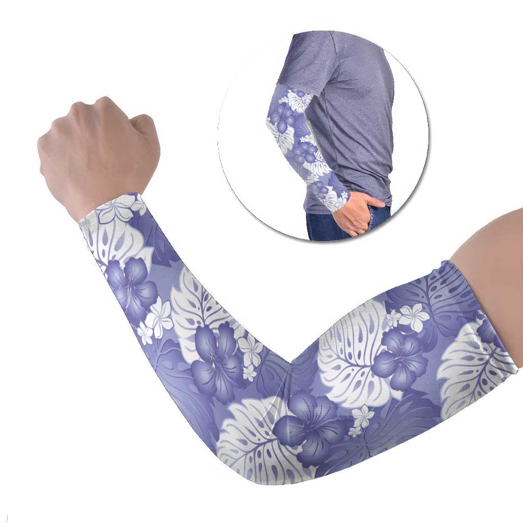 Purple Aloha Hawaii Arm Sleeves Monstera Hibiscus Plumeria Seamless Vibes LT14 Set of 2 Purple - Polynesian Pride