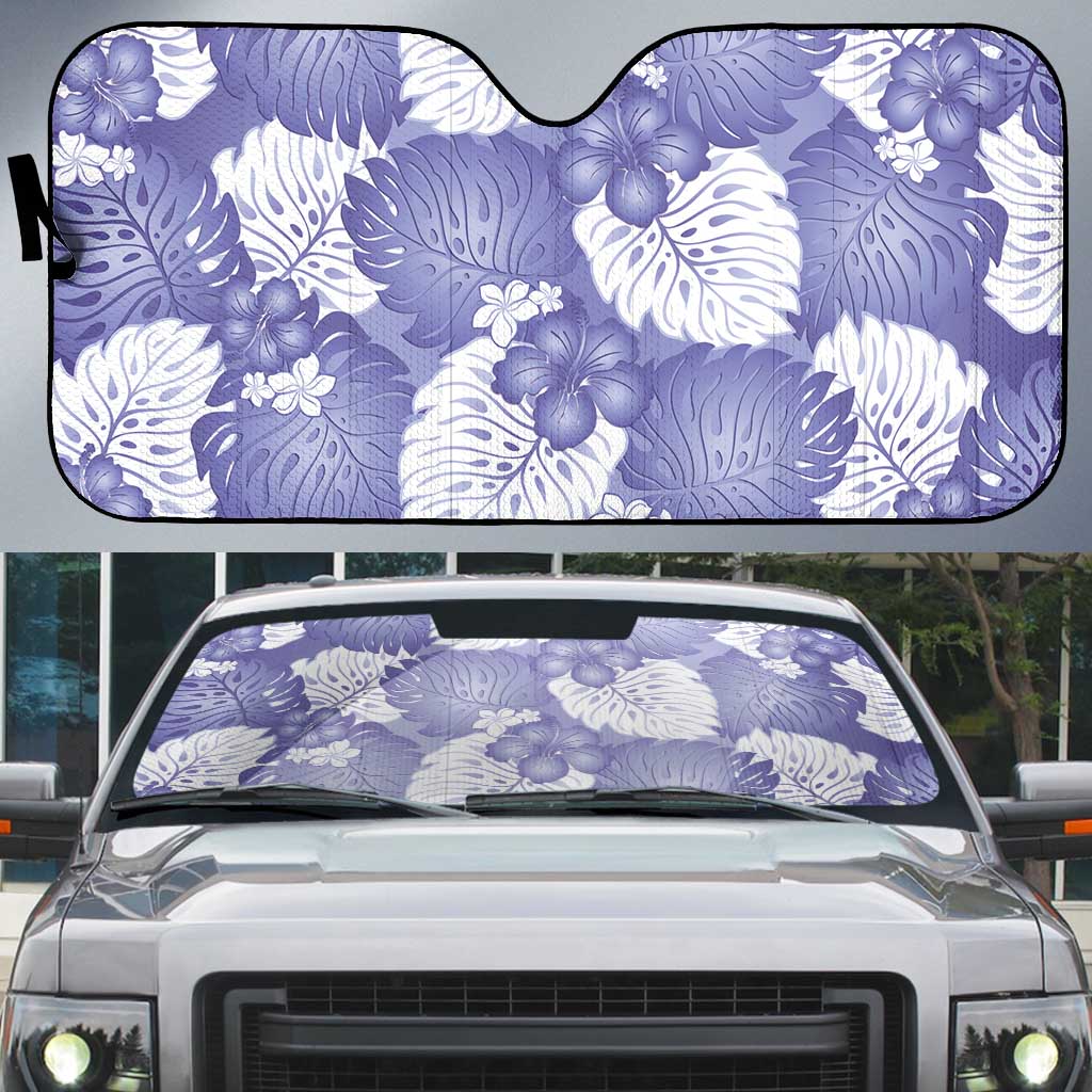 Purple Aloha Hawaii Auto Sun Shade Monstera Hibiscus Plumeria Seamless Vibes LT14 Purple - Polynesian Pride