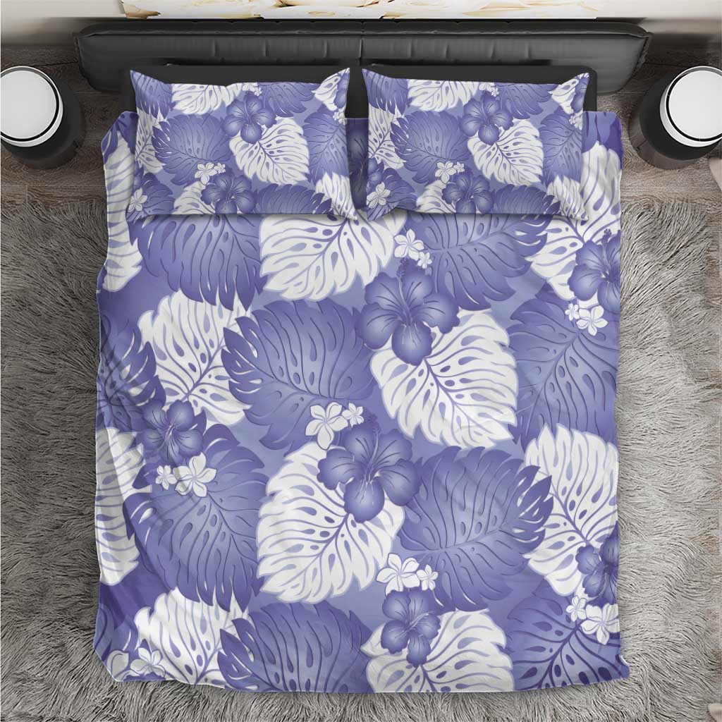Purple Aloha Hawaii Bedding Set Monstera Hibiscus Plumeria Seamless Vibes LT14 Purple - Polynesian Pride