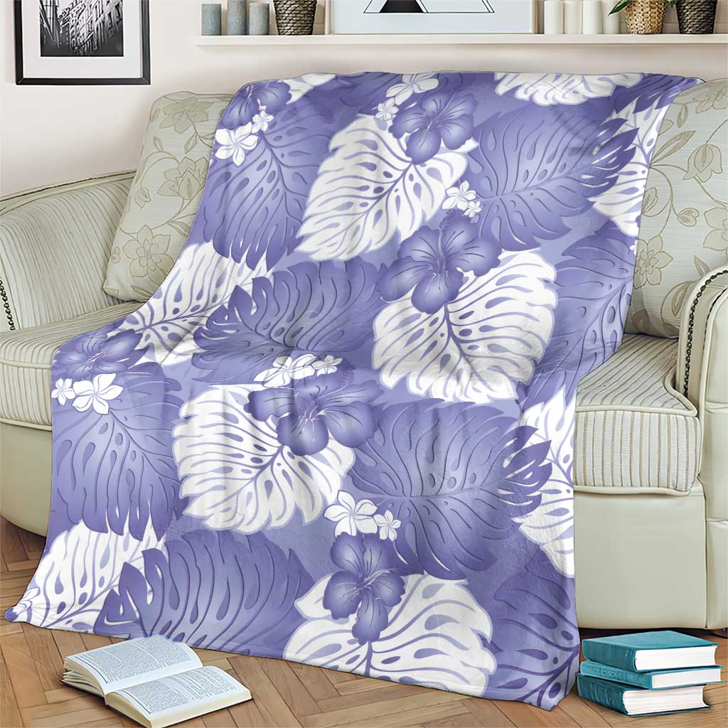 Purple Aloha Hawaii Blanket Monstera Hibiscus Plumeria Seamless Vibes LT14 - Polynesian Pride