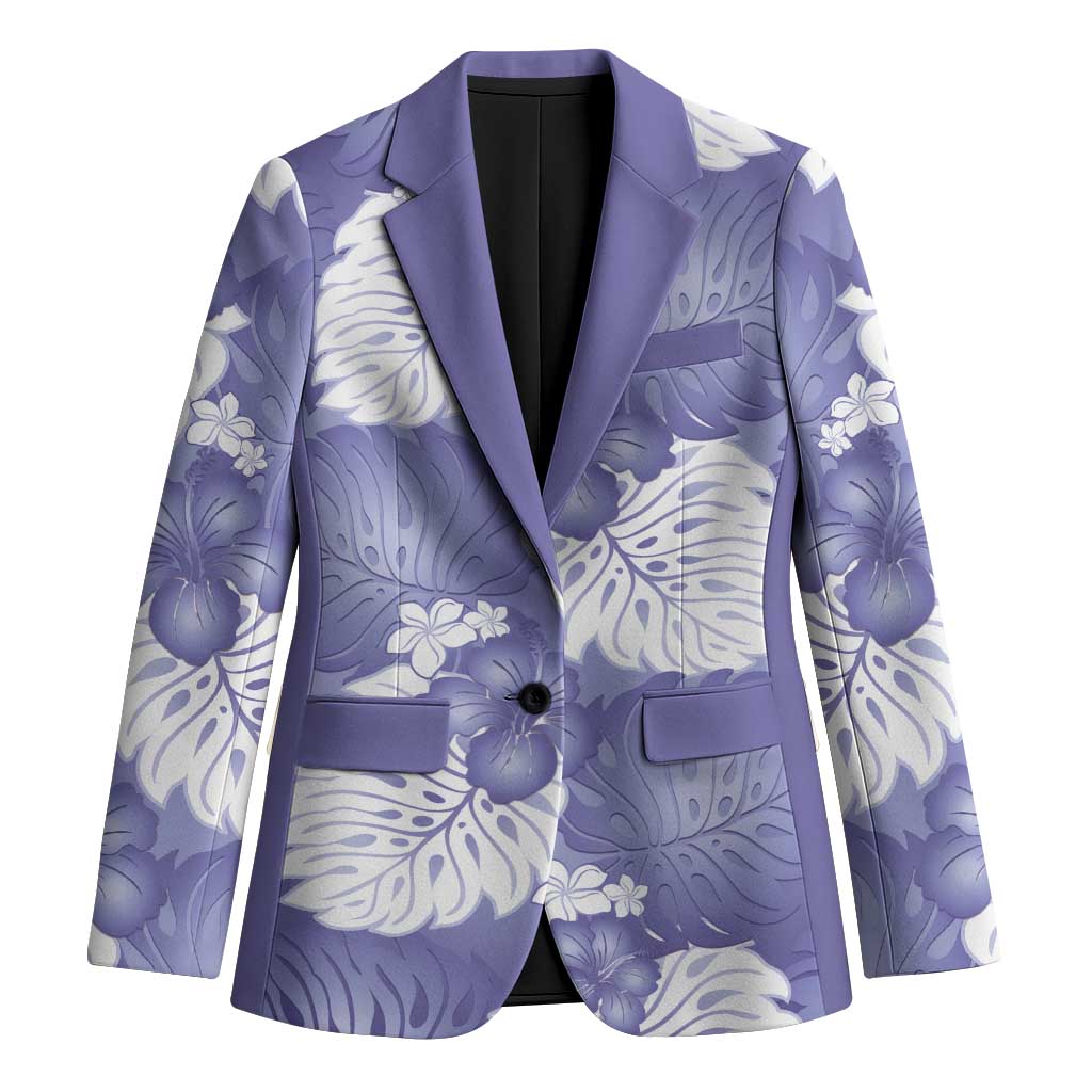 Purple Aloha Hawaii Blazer Monstera Hibiscus Plumeria Seamless Vibes LT14 Unisex Purple - Polynesian Pride