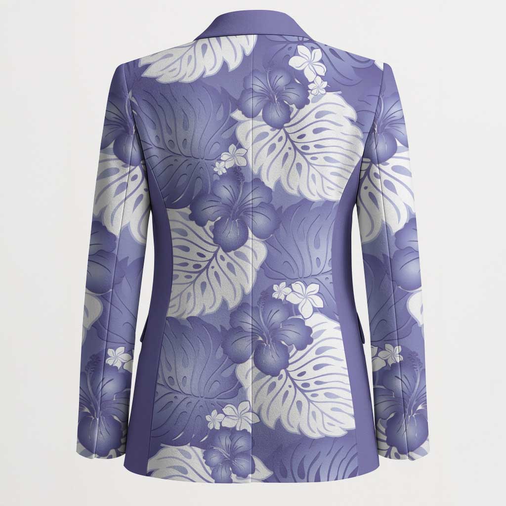 Purple Aloha Hawaii Blazer Monstera Hibiscus Plumeria Seamless Vibes LT14 - Polynesian Pride