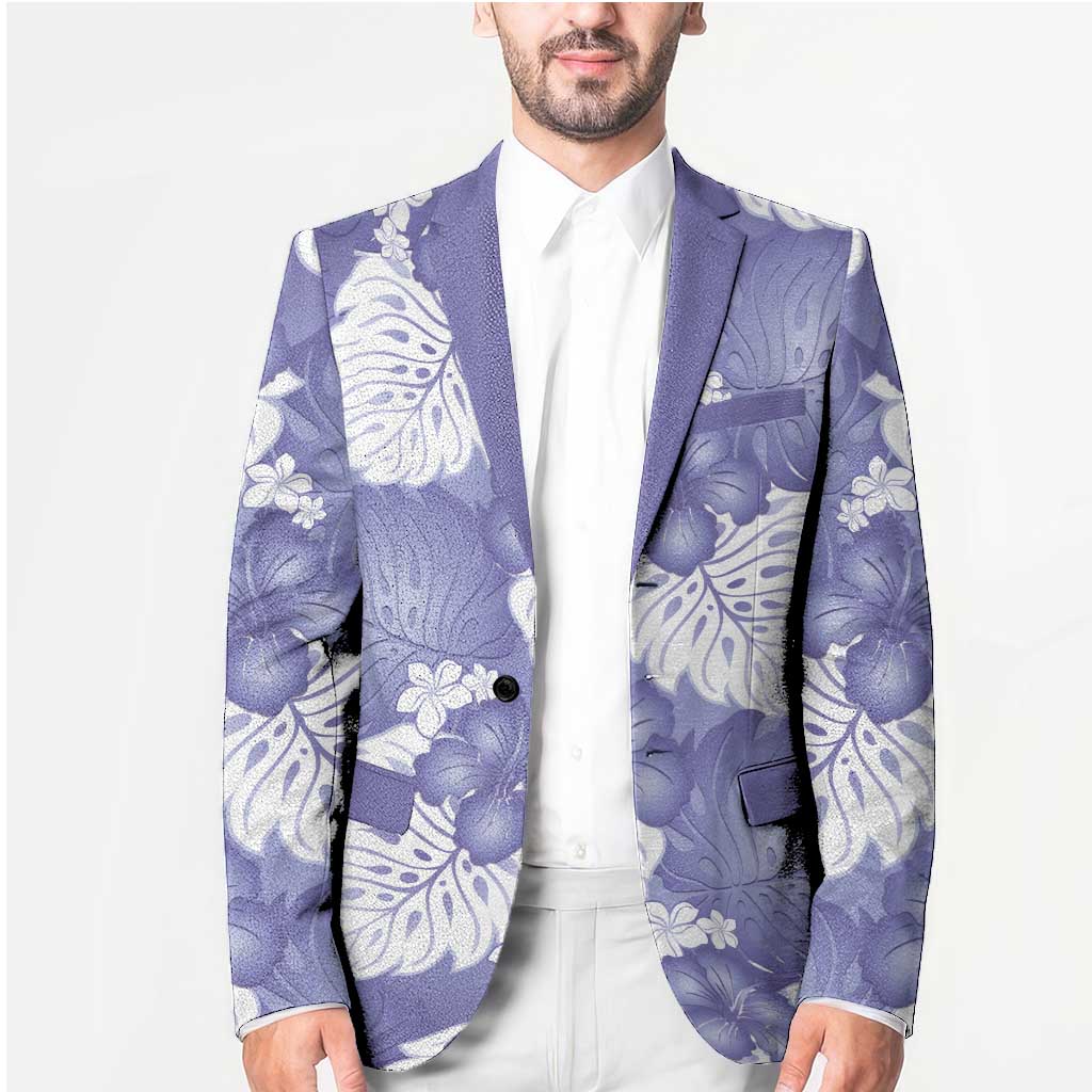 Purple Aloha Hawaii Blazer Monstera Hibiscus Plumeria Seamless Vibes LT14 - Polynesian Pride