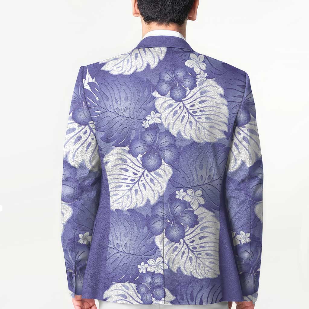 Purple Aloha Hawaii Blazer Monstera Hibiscus Plumeria Seamless Vibes LT14 - Polynesian Pride