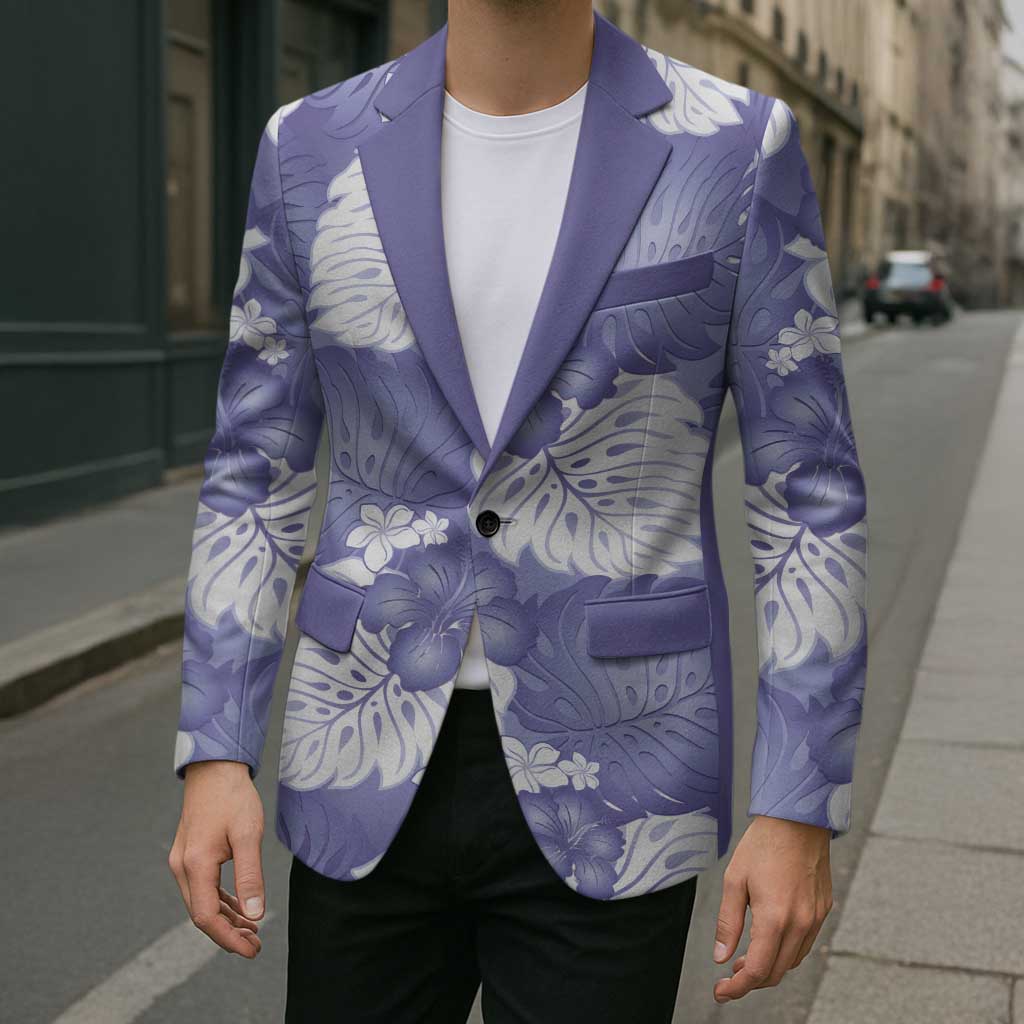 Purple Aloha Hawaii Blazer Monstera Hibiscus Plumeria Seamless Vibes LT14 - Polynesian Pride
