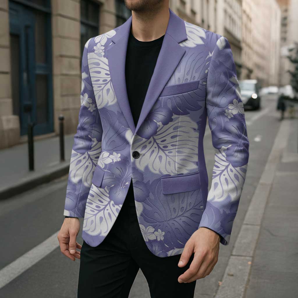 Purple Aloha Hawaii Blazer Monstera Hibiscus Plumeria Seamless Vibes LT14 - Polynesian Pride