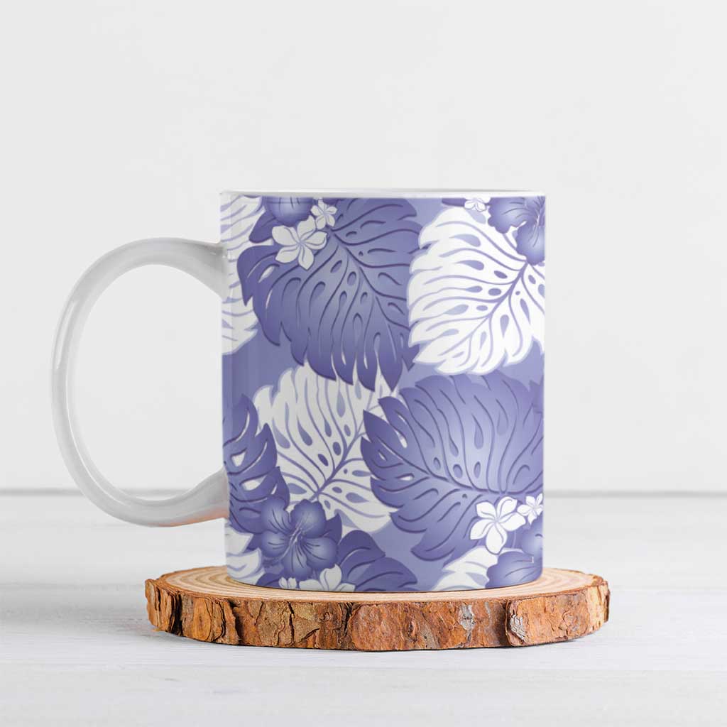 Purple Aloha Hawaii Ceramic Mug Monstera Hibiscus Plumeria Seamless Vibes LT14 Purple - Polynesian Pride
