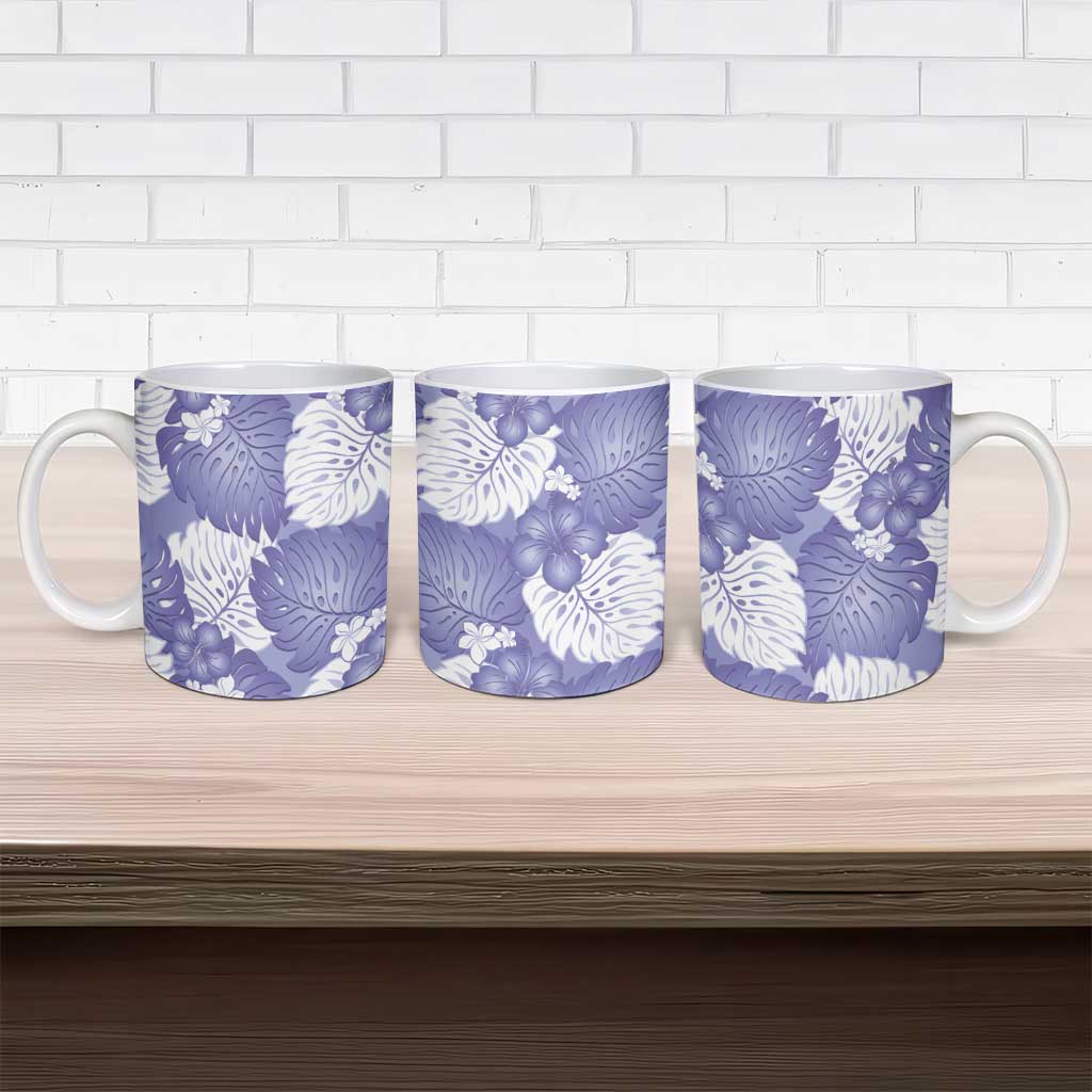 Purple Aloha Hawaii Ceramic Mug Monstera Hibiscus Plumeria Seamless Vibes LT14 - Polynesian Pride