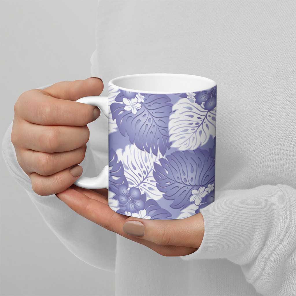 Purple Aloha Hawaii Ceramic Mug Monstera Hibiscus Plumeria Seamless Vibes LT14 - Polynesian Pride