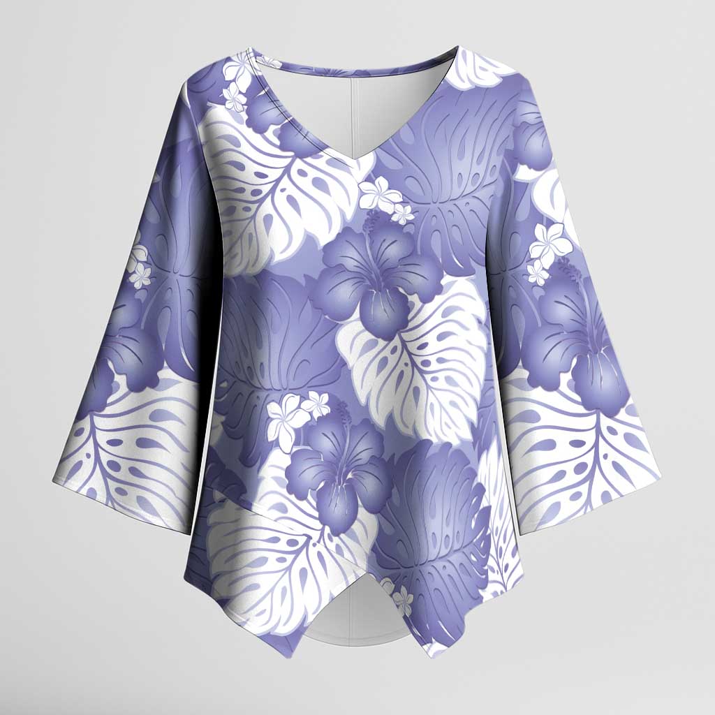 Purple Aloha Hawaii Kimono Sleeve Blouse Monstera Hibiscus Plumeria Seamless Vibes LT14 Female Purple - Polynesian Pride