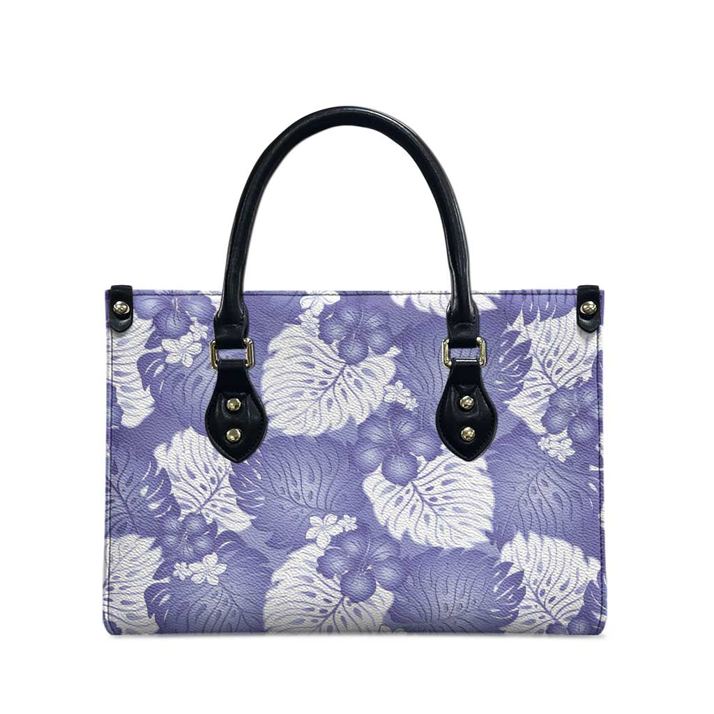 Purple Aloha Hawaii Leather Bag Monstera Hibiscus Plumeria Seamless Vibes LT14 - Polynesian Pride