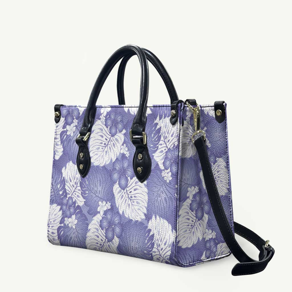 Purple Aloha Hawaii Leather Bag Monstera Hibiscus Plumeria Seamless Vibes LT14 - Polynesian Pride