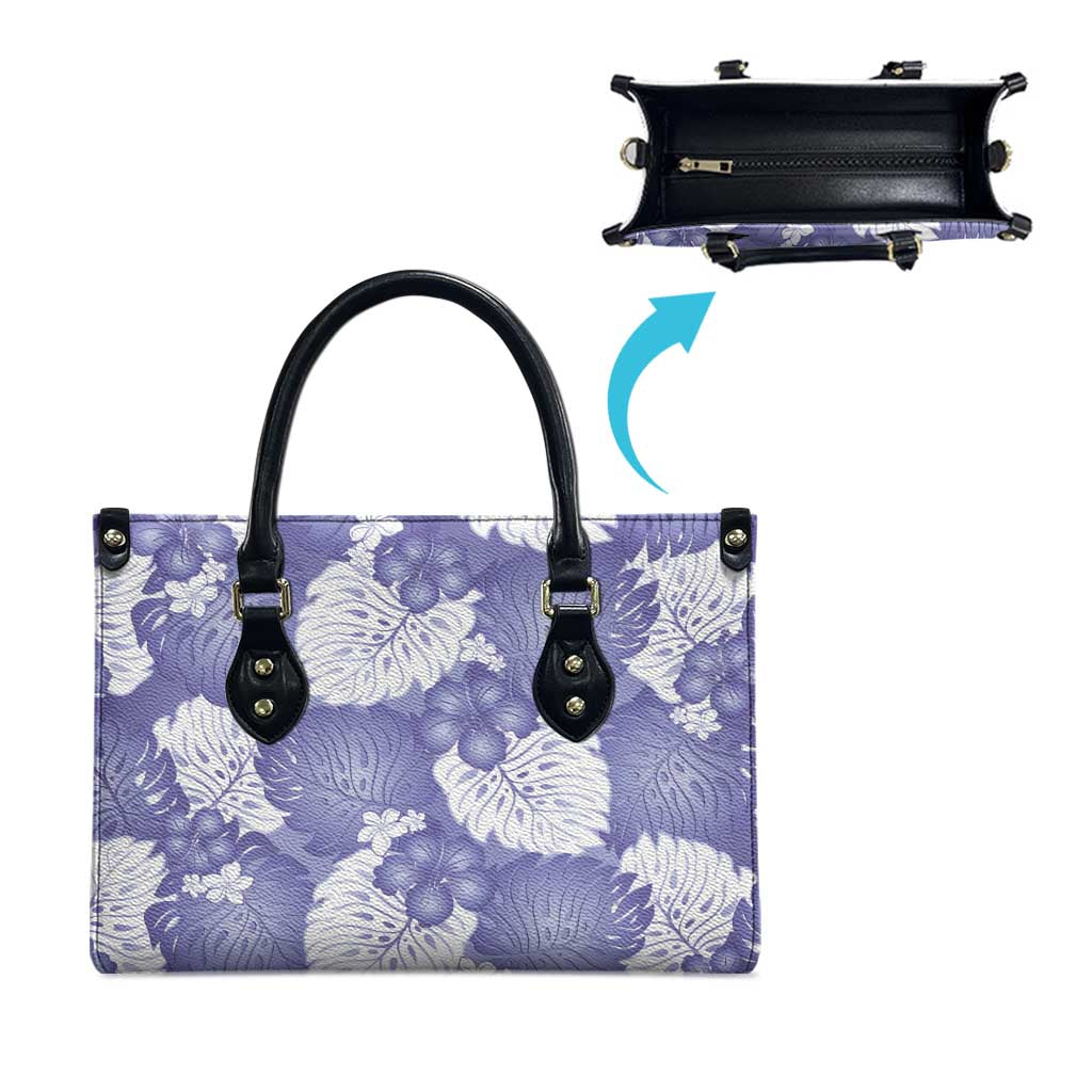 Purple Aloha Hawaii Leather Bag Monstera Hibiscus Plumeria Seamless Vibes LT14 - Polynesian Pride