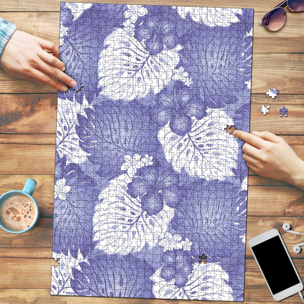 Purple Aloha Hawaii Puzzle Monstera Hibiscus Plumeria Seamless Vibes LT14 Purple - Polynesian Pride