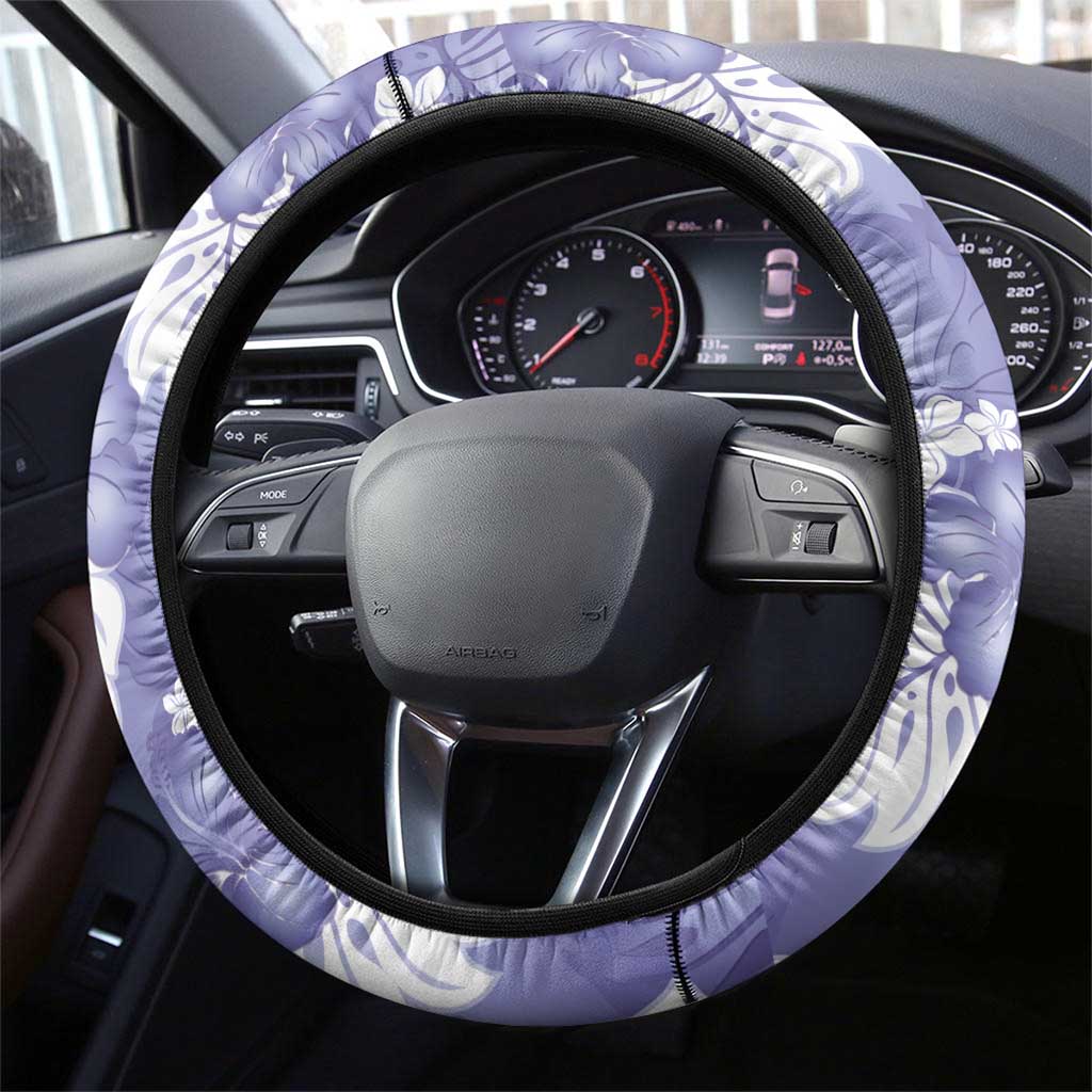 Purple Aloha Hawaii Steering Wheel Cover Monstera Hibiscus Plumeria Seamless Vibes LT14 - Polynesian Pride
