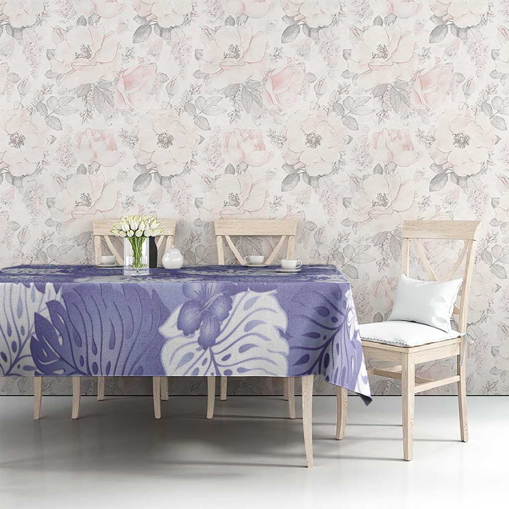 Purple Aloha Hawaii Tablecloth Monstera Hibiscus Plumeria Seamless Vibes LT14 - Polynesian Pride