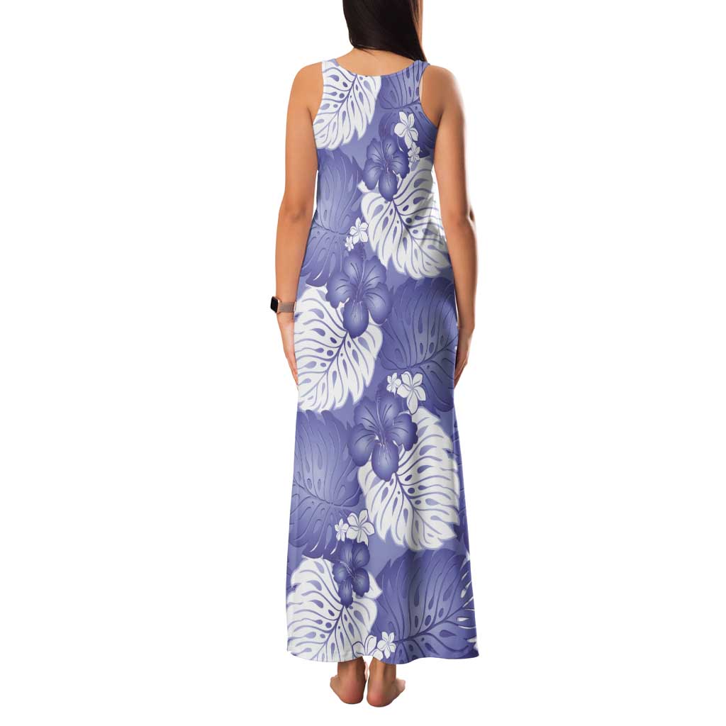 Purple Aloha Hawaii Tank Maxi Dress Monstera Hibiscus Plumeria Seamless Vibes LT14 - Polynesian Pride