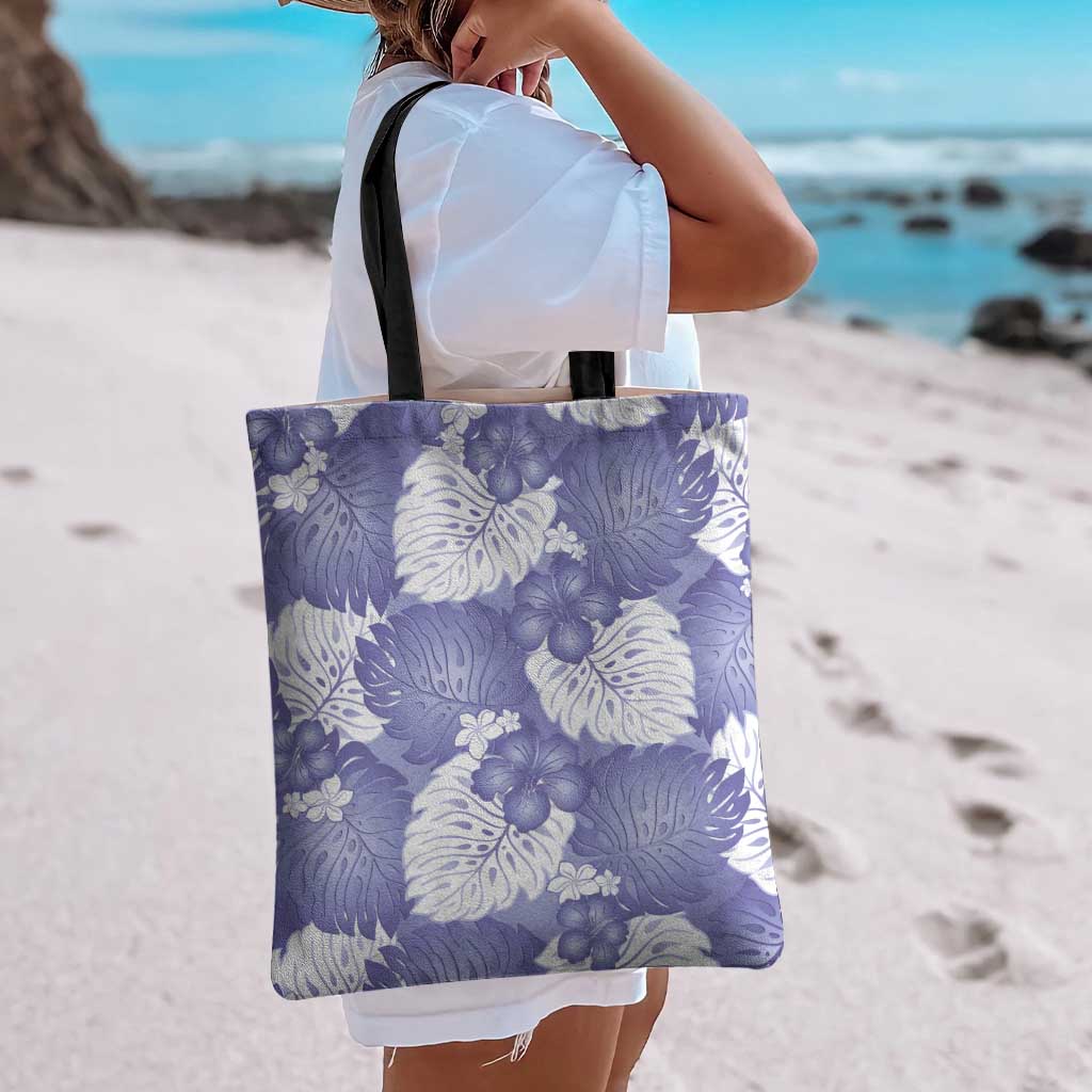 Purple Aloha Hawaii Tote Bag Monstera Hibiscus Plumeria Seamless Vibes LT14 - Polynesian Pride