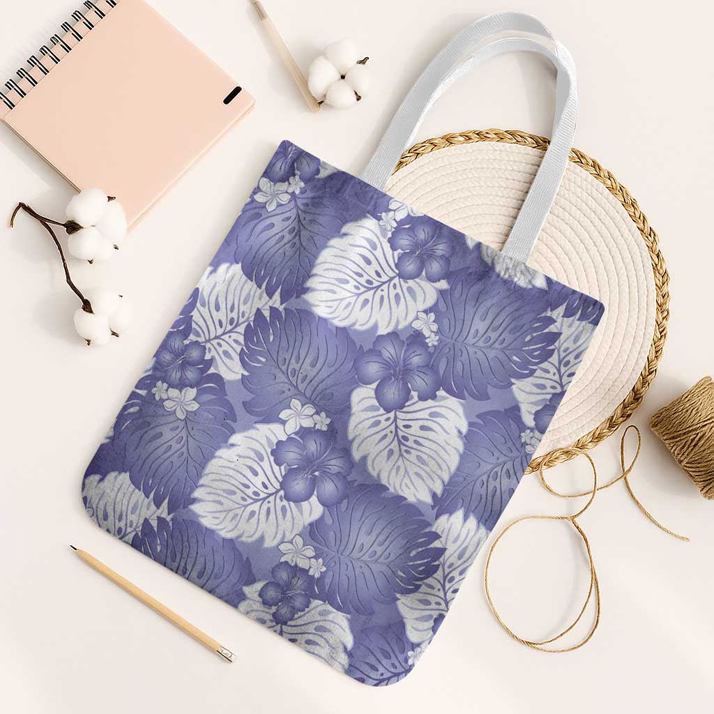 Purple Aloha Hawaii Tote Bag Monstera Hibiscus Plumeria Seamless Vibes LT14 White Strap One Size Purple - Polynesian Pride