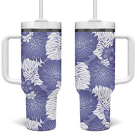 Purple Aloha Hawaii Tumbler With Handle Monstera Hibiscus Plumeria Seamless Vibes LT14 One Size: 40 oz Purple - Polynesian Pride