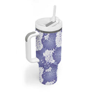 Purple Aloha Hawaii Tumbler With Handle Monstera Hibiscus Plumeria Seamless Vibes LT14 - Polynesian Pride
