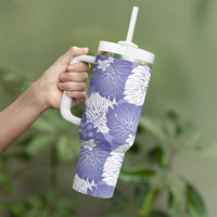 Purple Aloha Hawaii Tumbler With Handle Monstera Hibiscus Plumeria Seamless Vibes LT14 - Polynesian Pride