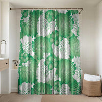 Green Aloha Hawaii Bathroom Set Monstera Hibiscus Plumeria Seamless Vibes LT14 Shower Curtain Only Green - Polynesian Pride