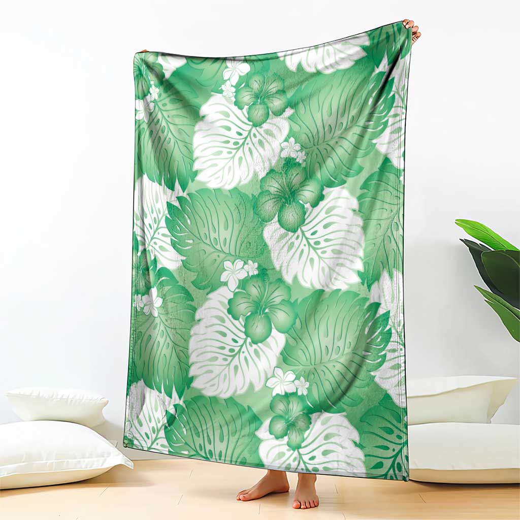Green Aloha Hawaii Blanket Monstera Hibiscus Plumeria Seamless Vibes LT14 - Polynesian Pride