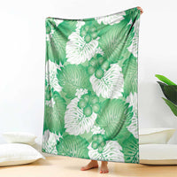 Green Aloha Hawaii Blanket Monstera Hibiscus Plumeria Seamless Vibes LT14 - Polynesian Pride