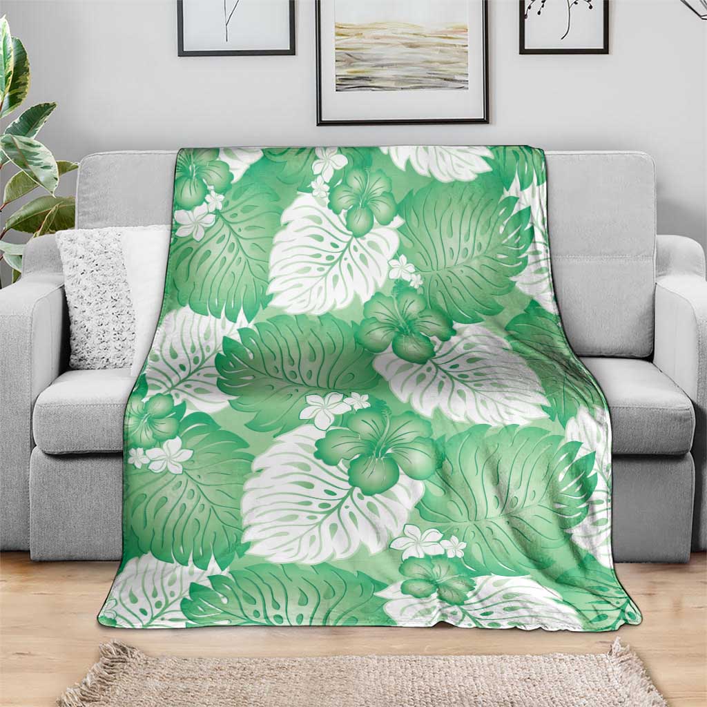 Green Aloha Hawaii Blanket Monstera Hibiscus Plumeria Seamless Vibes LT14 - Polynesian Pride